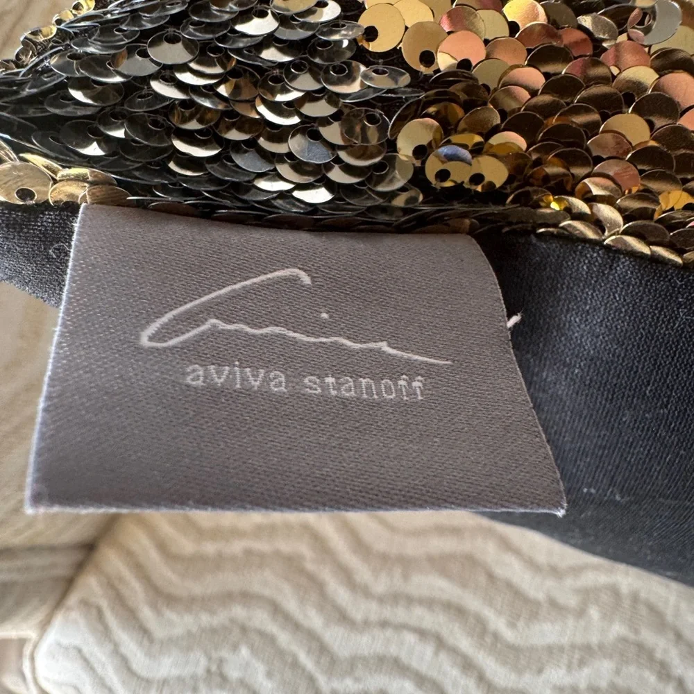 AVIVA STANOFF down pillow sequin cover reversible sequins for decor. 16 X 16